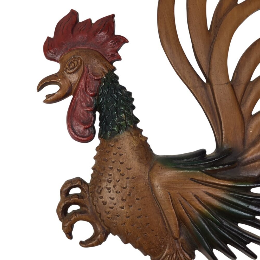 Vtg MCM Cast Metal Rooster Wall Art Hanging Set Mid West Decor Farm Farmhouse - Picture 5 of 12